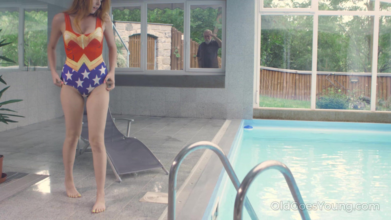 Old Goes Young: Old Man Shags a Fresh Brunette From Behind at the...