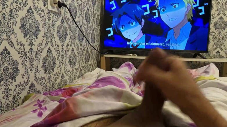 SexMamon: watching cartoons, cumming in bed, beautiful slow motion