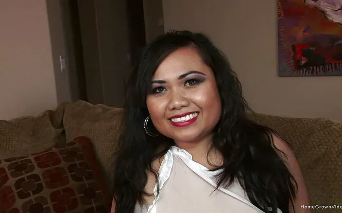 Homegrown BBW: Chubby Asian hottie Tia gets two dicks for the first...