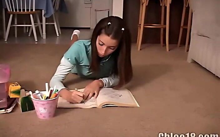 Chloe 18: Cute American 18 Year Old Chloe 18 Plays with Crayons