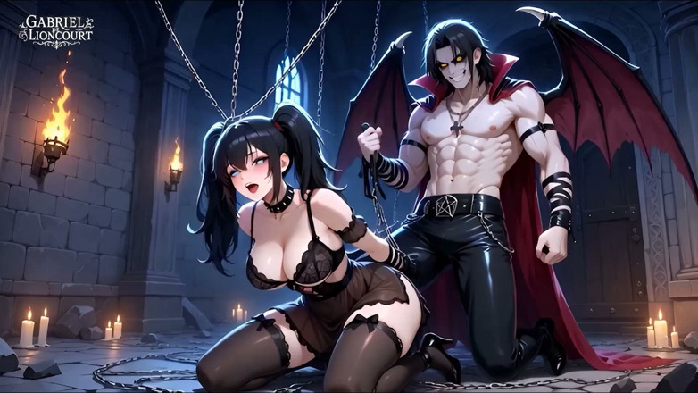 Gabriel de Lioncourt AI: Goth Girl Bound by Vampire Lord - BDSM Monster Hentai 1