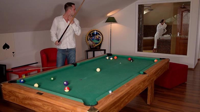 Best Amateur Sex: Hot Pool Table Fuck with Stockings and Legs up