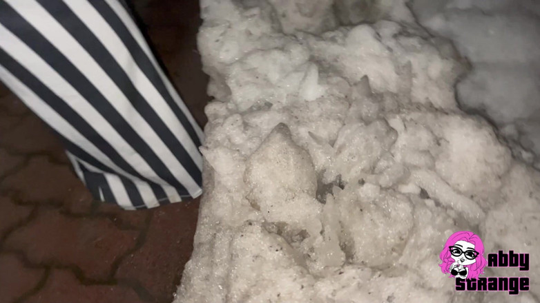 Abby Strange: Pissing in the Snow at the Highway Parking Lot
