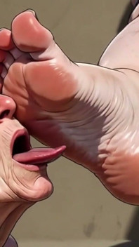 Une vieille mamie suce de gros pieds de BBW - adoration des pieds extrêmement excitée