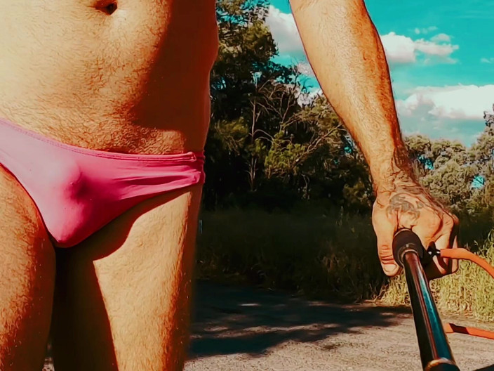 Madaussiehere: Pink Bikini Crossdress Truckstop