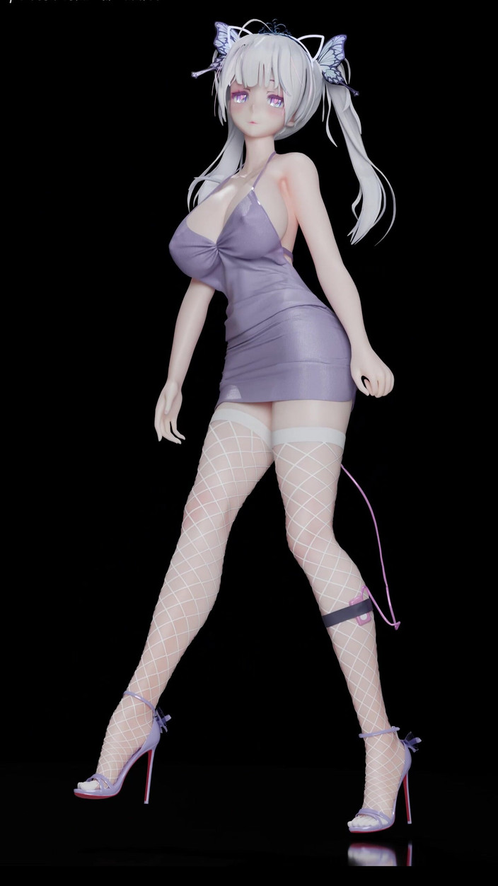 MikuMotion: [mmd] 碧蓝航线 光辉 exid - Hot Pink 白丝渔网袜肛塞双马尾