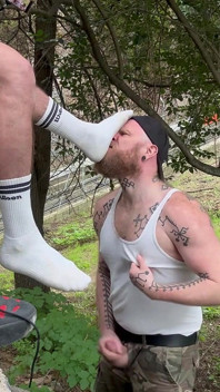 Ashtray, Piss & Feet. Bearded Master Using Fellball