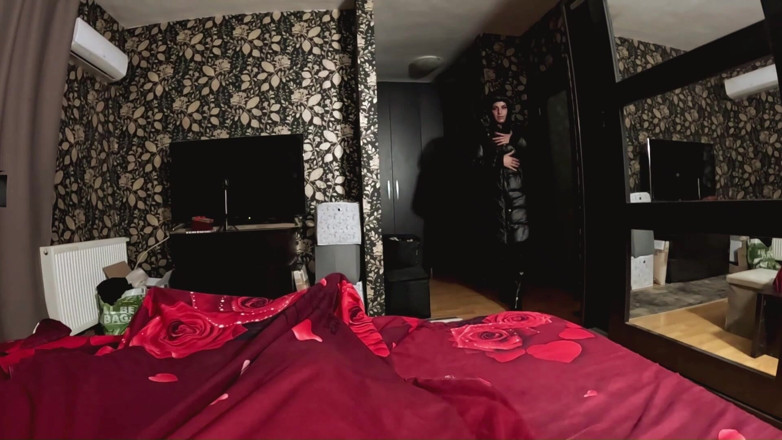 MilfyCalla: Dark Staircase Seduction. Shiny Long Jacket, Under Sheet Sex and...