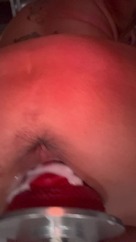 Whore’s Cum Fill Loose Cunt Machine Fucked by Alien Dildo