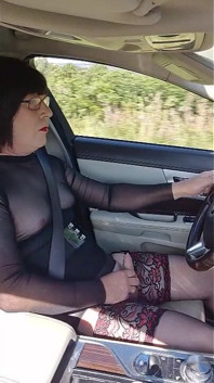 Mature Crossdressing Sissy Slut Driving Fully Exposed