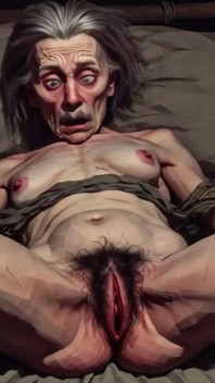 Une vieille mamie très moche dans un bondage à la corde - tremblement de plaisir et orgasme