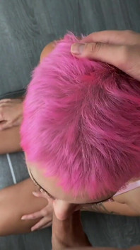 I Used Her Short Pink Hair for Pleasure, Cum on It After Blowjob and Hard Fucking - Hair Fetish