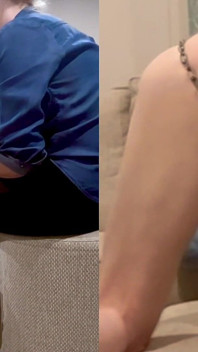 Sub auf seinen knien mit seinen eiern angekettet hinter ihm bekommt seinen schwanz gemolken und orgasmen ruinieren 4 mal in folge