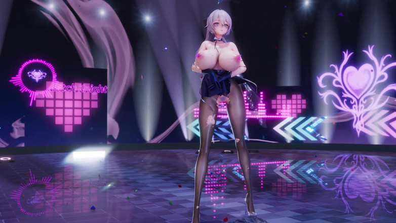 MikuMotion: Payudara bergoyang; Skirt mini berpantat besar; Stoking hitam tanpa kerengga