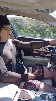 Mature Crossdressing Sissy Slut Driving Fully Exposed