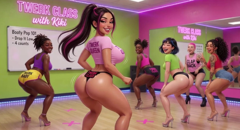My night collection: Sensual aula de twerking com instrutor voluptuoso ensinando movimentos avançados...