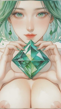 Silhouette nuda in geometria emerald