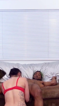 Skinny teen Alessa Savage wakes up black boyfriend with a huge cock and wants to be fucked