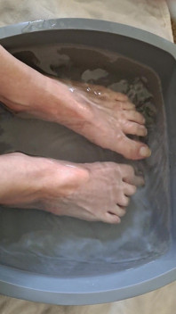 Simp to My Veiny Feet Soaking in a Foot Bath