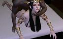 X Hentai: La reine de Medusa baise sa voisine à grosse bite noire,...