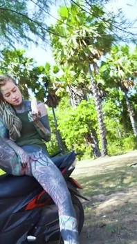 Public Solo Anal - Massive Gape, Prolapse, Squirt on Motor Scooter