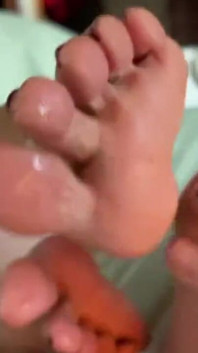MILF Granny Rubs Cum All Over Her Feet