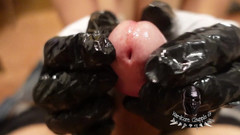 HardcoreC69: Naolejované pomalé honění v latexových rukavicích