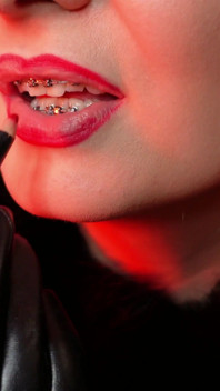 Lipstick fetish video - lady in fur close ups