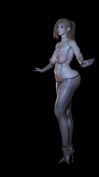 3D Horny Slut Blonde Stripper Naked Her Huge Boobs Show Her New Tattoo