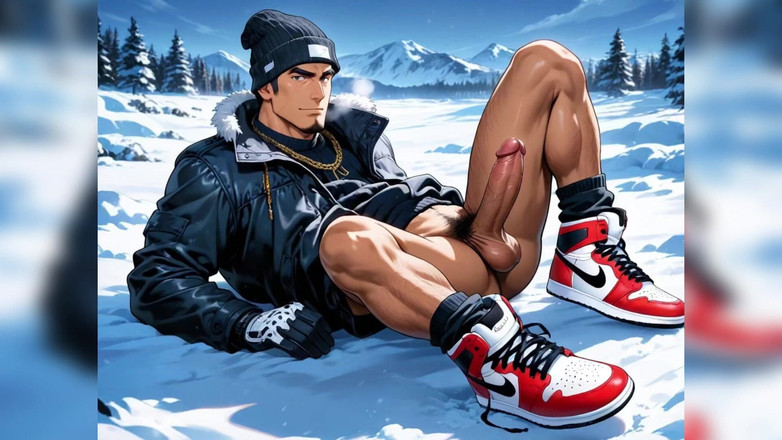 AI gay porn: Muie în aer liber cu un bărbat futai în cur