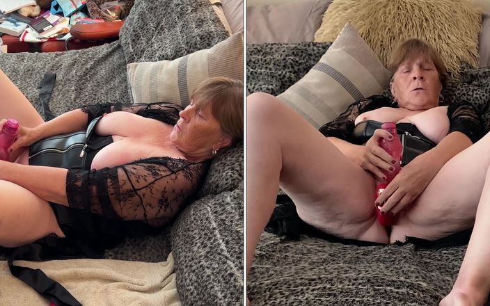 Carmen Angel: Granny S Back in Black 2 Dildo DP &amp; Solo Masturbation Orgasms