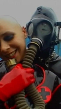 Dominating gas mask man