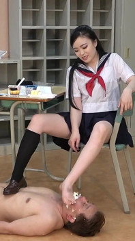 College Girl Stretches Her Legs Under the Desk While Studying and Plays with Teacher's Dick