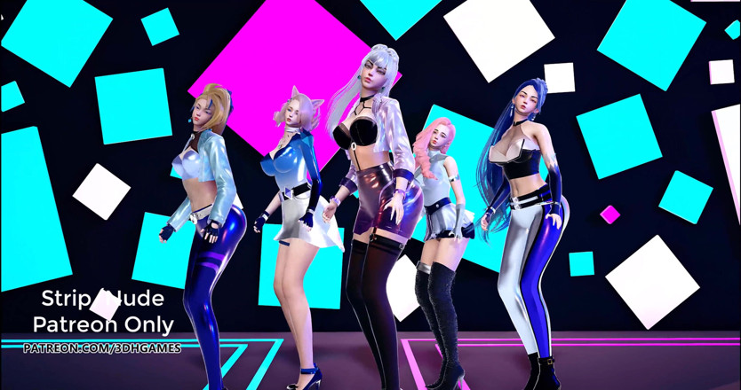 3D-Hentai Games: Eksid - DDD Kpop seksi menari Kda Ahri Akali Kaisa Evelynn...