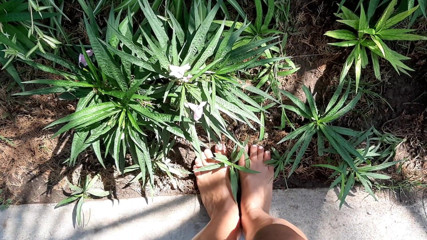 Fetish intimmedia: Milf with sexy strong feet outdoors