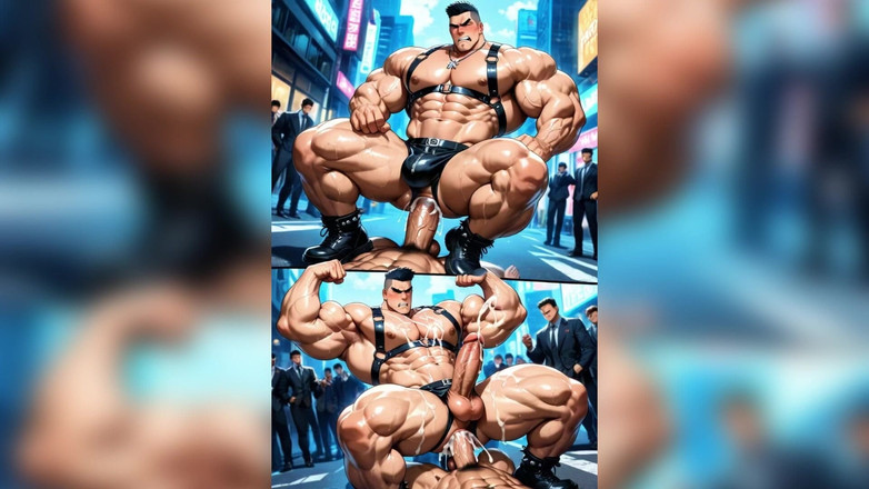 AI gay porn: Musculoso homem da academia fode porra
