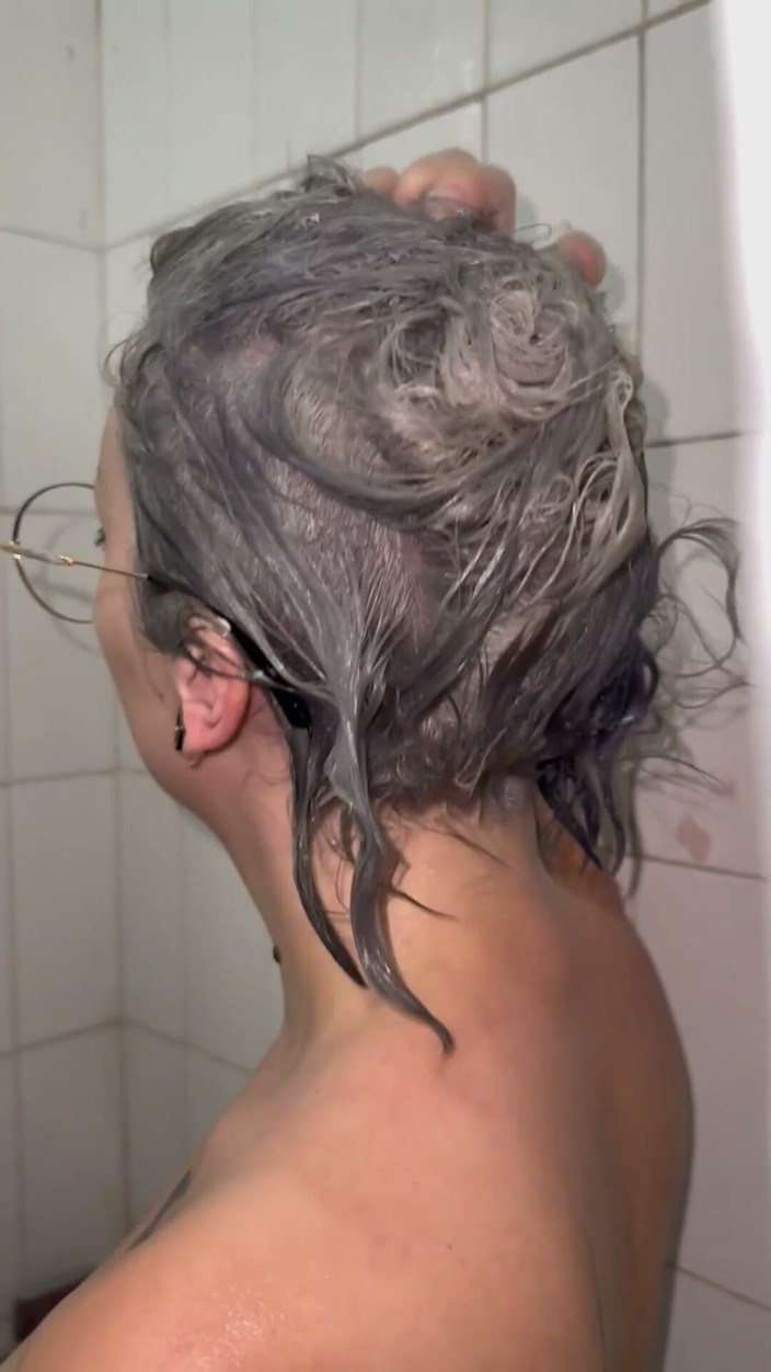 lanalovacutie: Washing Hair with New Mask Shower After Long Day