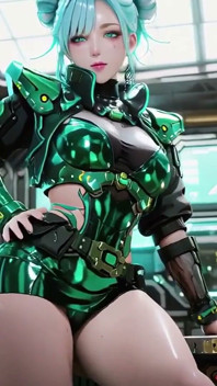 สาวหุ้มเกราะสีเขียว! Valkyrie ผมเงินคุกเข่าและลูบไล้หลัง, ปลายนิ้ว, ติดตามสูทโลหะเย็นของเธอ