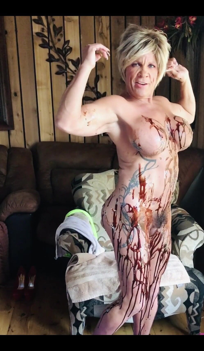 Musclemama4u: Chocolate Covered MILF Do You Like Chocolate? Wanna Lick?