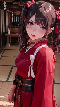 Taboo First Encounter at the Shrine, Kneeling in the Corridor While Stroking Her Hair