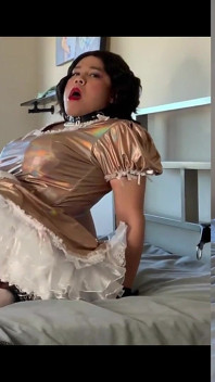 Sissy Maid Rides Her Doll in Chastity and Has a Sissygasm