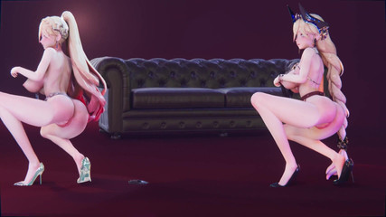 MikuMotion: [mmd] 幽兰戴尔chocolate Cream 双人脱衣舞小穴露出白虎情趣毛衣