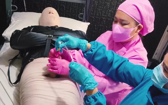 DominaFireOfficial: 2 sadistic nurse tormenting slave with sounding