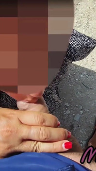French MILF Blowjob Amateur on Nude Beach Public in Greece to Stranger with Cumshot - Misscreamy