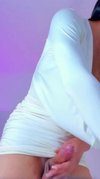 Delicious Trans in White Dress and Short Secretary