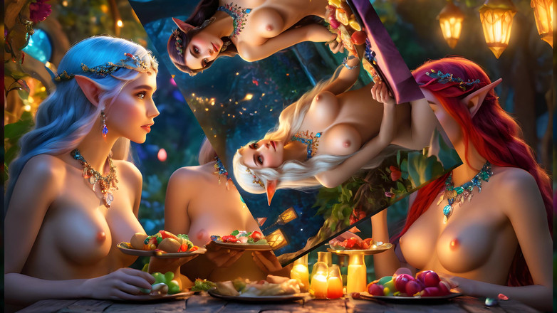 LustRender: Hermosas chicas elfo en fiesta 3