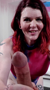 Busty trans amazon loves cock