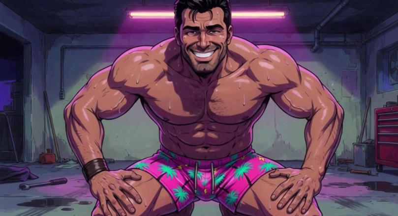 Erotic Man: Ai gespierde mannen monteur garage