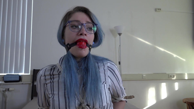 Restricting Ropes: Luna Grey - secretary ballgagged