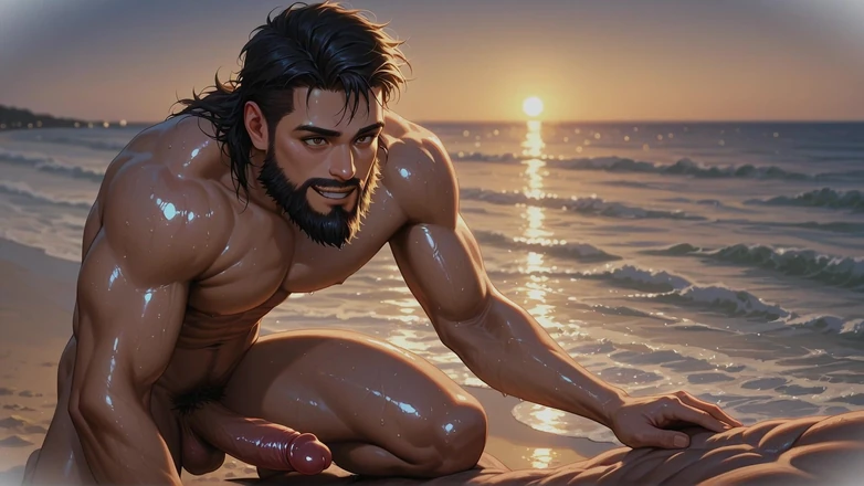 Erotic Man: Muscle Guys on Beach Ai Porn